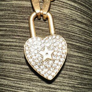 faux designer heart pendant and matching bracelet gold tone cz heart CD